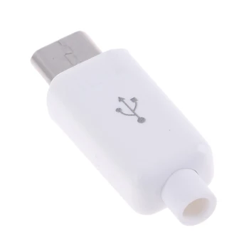 10vnt Balta Micro USB 5PIN Suvirinimo Tipas Male Plug Jungčių Įkroviklis 5P USB Uodega Įkrovimo Lizdas, 4 In 1