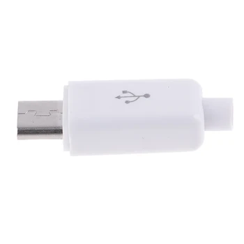 10vnt Balta Micro USB 5PIN Suvirinimo Tipas Male Plug Jungčių Įkroviklis 5P USB Uodega Įkrovimo Lizdas, 4 In 1