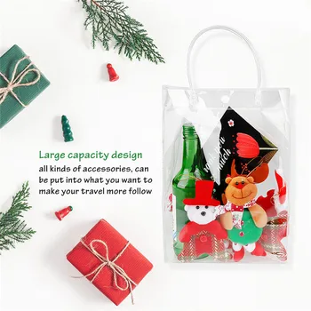 Kalėdinių dovanų pakavimo maišeliai su rankenomis Padėkos PVC Aišku, Skaidrų Maišelį Nešti Dovanų Maišą Pirkinių Krepšys Želė organizatorius