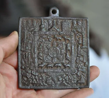 Vestuvių Dekoravimas Senojo Tibeto Budizmo Bronzos pagoda stupa 12 gyvūnų modelio Egzorcizmo amuletas Pakabukas