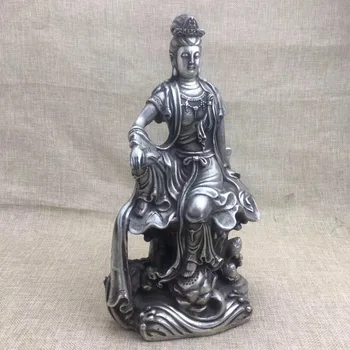 Kolekcija, antikos skulptūros, baltos spalvos vario,sidabro padengtą Guanyin statula,Buda žvėris šešių gyvatė skulptūra nemokamas transportas
