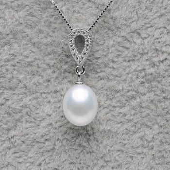 FEIGE Sterlingas Sidabro Karoliai Pakabukas Lady Baltos spalvos Natūralių Gėlavandenių Perlų Madinga stiliaus Perlų Papuošalai