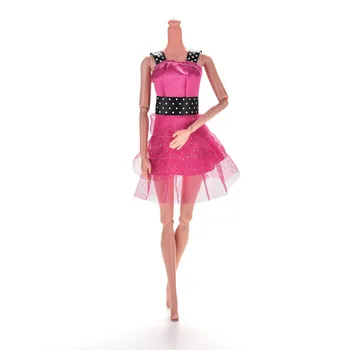 Vasarą Mini Lėlė Princesė Suknelė Lėlės Accessorises Rose Dot Spausdinti Kratinys Suknelė s Dolls 1 Vnt