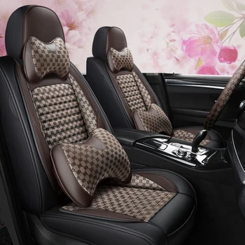 Visiška PU Oda automobilių sėdynės padengti linų pluošto auto sėdynės apima jeep compass grand cherokee xj 2011 