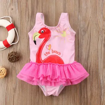 Mielas Vaikas Baby Girl Swan Bikini Maudymosi Kostiumėlį, Maudymosi Kostiumėliai, Flamingo Plaukimo Kostiumas Paplūdimio Drabužiai