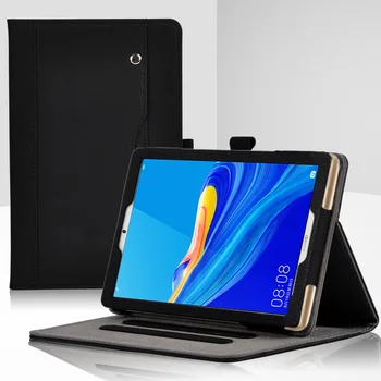 Verslo Litchi Modelis Knyga, Flip Dangtelis, Huawei MediaPad M6 8.4 colių 2019 Planšetinio kompiuterio dėklas su Rankos Dirželiu Kortelių Lizdai