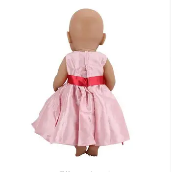 Rausvos spalvos, Aukštos Kokybės, Suknelė Tinka gimęs kūdikis 43cm Lėlės Drabužiai Lėlės Priedai 17inch Baby Doll