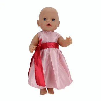 Rausvos spalvos, Aukštos Kokybės, Suknelė Tinka gimęs kūdikis 43cm Lėlės Drabužiai Lėlės Priedai 17inch Baby Doll