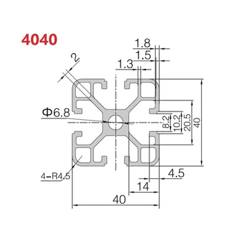 1PC 4040 Aliuminio Profilių Ekstruzijos 4040 100-1200mm Ilgis Europos Standartą Anoduoto Linijinis Geležinkelių 