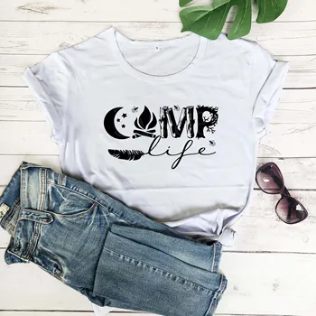 Kempingas grafinis moterų mados mergaitė dovanų marškinėlius Laužo firefly mielas kawaii grunge tumblr tees derliaus hipster goth viršūnes L571
