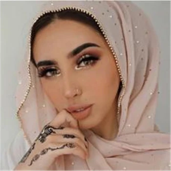 2021 musulmonų moterys burbulas šifono hijab 70*180 cm pavasario šalikas blizgučiai hijabs femme musulman skaros islamo skarelė