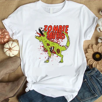 Zombiesaurus Trex Zombie Baisu Helovinas Marškinėliai Moterims Harajuku trumpomis Rankovėmis T-shirt korėjos Stiliaus Marškinėlius Mados Viršų Tees