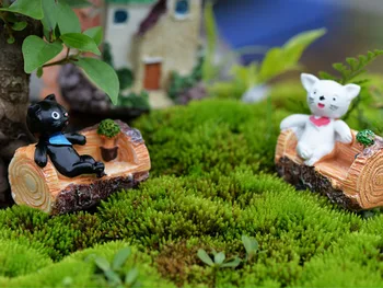 2vnt Kitty kačių Išmatose miniaturas para mini jardins namų bonsai dekoro dervos figūrėlės terariumai priedai ornamentu lėlių 