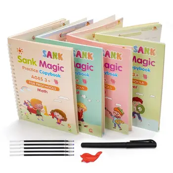 ABCD 3D 4 Knygas Montessori Žaislai, stalo Žaidimas Švietimo Žaislai Copybook Kaligrafija Tėvų, Vaikų Žaidimai, Tapyba Žaislai Vaikams Dovanų