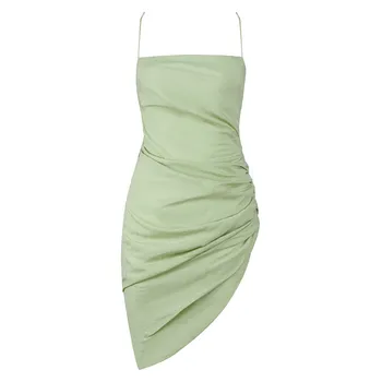 Įžymybė Tvarstis Suknelė 2020 M. Rudenį Naujų Spagečiai Dirželiai Mini Moteris Bodycon Tvarstis Suknelė Vintage Vestios Avokado Žalia Suknelė