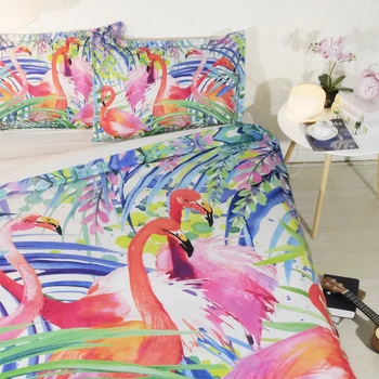 Fanaijia Pora Flamingo Patalynės komplektą ir Antklode Padengti nustatyti užvalkalas su karalienės dydžio AU karaliaus vaikai Bedline-geriausia dovana