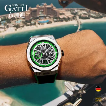 GATTI Top Brand Prabanga 2020 Vyrai Žiūrėti Vandeniui Žalia Sporto Automatinis Mechaninis laikrodis Mens Data Laikrodžius reloj hombre