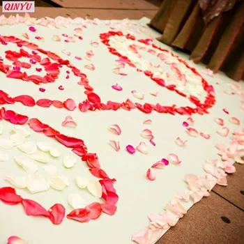 Spalvingas vestuvių žiedlapių 1000pcs/Set Dirbtinės Gėlės Šilko Vestuvių Rožių Žiedlapiai, vestuvių dekoravimas False Žiedlapis 7zSH012
