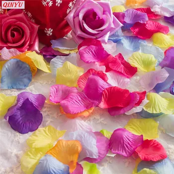 Spalvingas vestuvių žiedlapių 1000pcs/Set Dirbtinės Gėlės Šilko Vestuvių Rožių Žiedlapiai, vestuvių dekoravimas False Žiedlapis 7zSH012