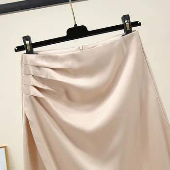 Vasaros Šilko Mini Sijonai Moterų Korėjos Anglija Stiliaus Satino Office Lady Paprastas Kietas, Elegantiškas Faldas Mujer Moda Mini Sijonai Womens