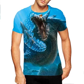 Nauji vyriški Juokinga 3D Spausdinimo Blue Water Dragon Vyrų Cool T-Shirt