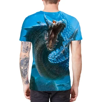 Nauji vyriški Juokinga 3D Spausdinimo Blue Water Dragon Vyrų Cool T-Shirt