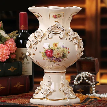 Prabangių mados aukso ratlankio porceliano keramikos stalo gėlių vaza