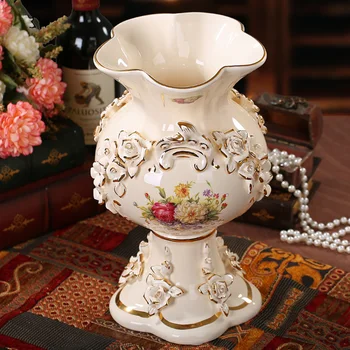 Prabangių mados aukso ratlankio porceliano keramikos stalo gėlių vaza
