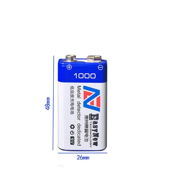2vnt/daug Didelės talpos 9V 1000mAh ličio jonų baterija 6F22 įkrovimo baterija (akumuliatorius detektorius žaislas įkraunama baterija