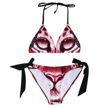 Seksualus, moterų bikini komplektas 3D Tigras spausdinti Moterų Trikampis tvarstis biquinis Išgalvotas dviejų dalių maillot de bain maudymosi kostiumėlį Holiday beach 2019