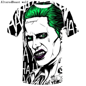 3D Cool marškinėliai Vyrams Vasaros Viršūnes 3d Spausdinimo Helovinas Joker Tshirts Atsitiktinis Hip-Hop Trumpas Rankovės O Kaklo Hipster Brand Tee Marškinėliai