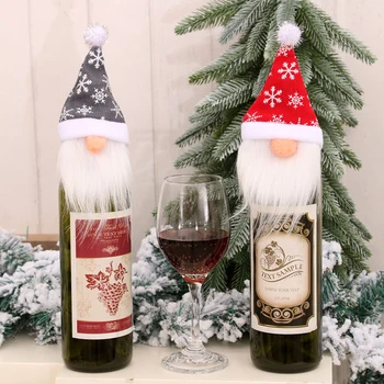 1 Vnt Vyno Butelio Dangtelį, Kalėdų Išvakarės Beveidis Lėlės Kalėdų Vyno Butelis Raštas Padengti Maišelį Kalėdinė Dekoracija Namuose Cocina