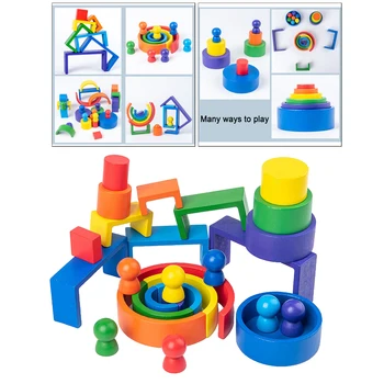 Montessori Žaislai, Mediniai Vaivorykštė Blokuoti Žaislas Vaikams Mokomieji Žaislai Odinas, Namuose Žaisti Žaislai