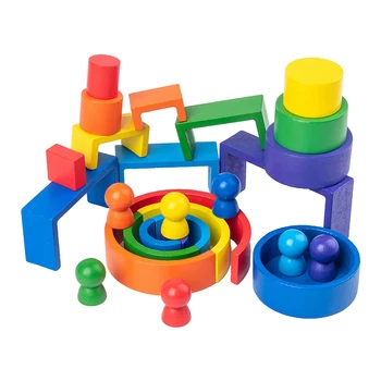 Montessori Žaislai, Mediniai Vaivorykštė Blokuoti Žaislas Vaikams Mokomieji Žaislai Odinas, Namuose Žaisti Žaislai