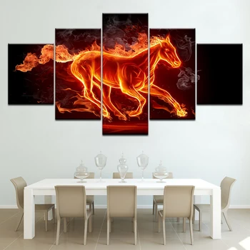 Gaisro arklio meno tapetai 5 Plokštės HD Spausdinti šiuolaikinio Meno Modulinės Plakato menas Drobė, tapyba, skirtą Kambarį Namuose Dekoras