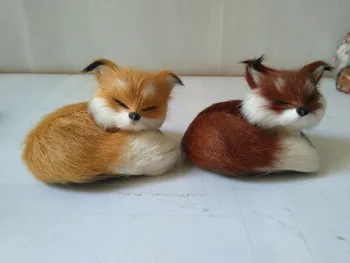 Modeliavimo fox plastinė ir kailiai, 8x7x6cm curl-iki miega fox modelis rankdarbių prop namų dekoravimo, dovanų d2157