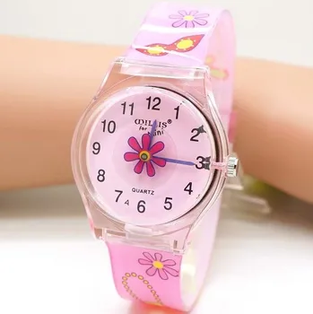 Vaikų animacinių filmų Mini Gėlių Dizainas Analoginiai laikrodžiai Moterims, atsparus Vandeniui Žiūrėti Berniukams, Mergaitėms, vaikams, Laikrodžiai studentų dovana laikrodis