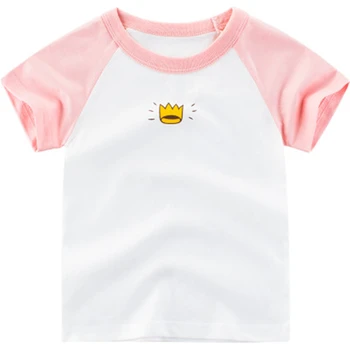 Nauja vaikų dėvėti vasarą yra pardavimo bei 2019 Vaikų trumpomis rankovėmis marškinėliai, pagaminti iš grynos medvilnės Mergaičių Pusė rankovėmis