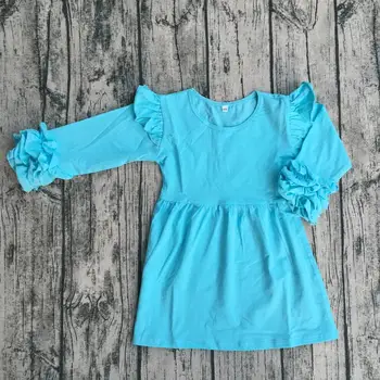 Aukštos kokybės kūdikių pudra medvilnės suknelė mergaitėms minkštas žiemos ilgomis rankovėmis tunika vaikai plazdėjimas suknelė