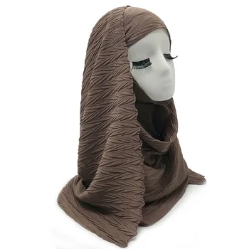 1PC Naujas dizainas didelis dydis šifono klostytas hijabs moterų kietas skara skara Musulmonų winkled galvos apsiaustas elegantiškas šalikai 20 spalvų karšto