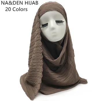 1PC Naujas dizainas didelis dydis šifono klostytas hijabs moterų kietas skara skara Musulmonų winkled galvos apsiaustas elegantiškas šalikai 20 spalvų karšto