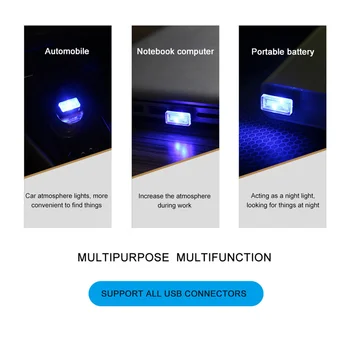 Mini LED Automobilių Šviesos USB Atmosfera Šviesą 