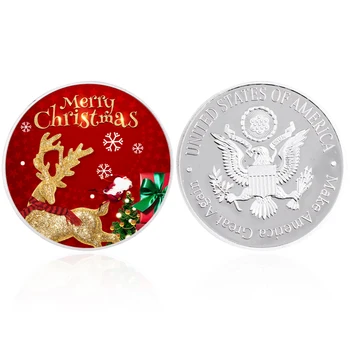 Linksmų Kalėdų, Laimingų Naujųjų Metų, Kalėdų Senelis Sidabro Padengtą Monetos Apvalios Atminimo Iššūkis Monetos
