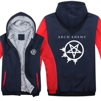 Žiemos Metalo Roko grupe Arch Enemy Hoodies Vyrų Mados Kailio Vilnos Linijinės Striukė Arch Enemy Palaidinės Bliuzono HS-062