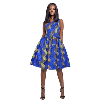 2020 metų vasaros mados naują atvykimo afrikos moterų spausdinimo poliesteris kelio ilgio suknelė