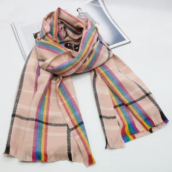 Skara skara check multi dryžuotas moterų žiemos kašmyro šalikas skaros stoles šilta antklodė foulard bandana pashimina apsiaustas LL181101