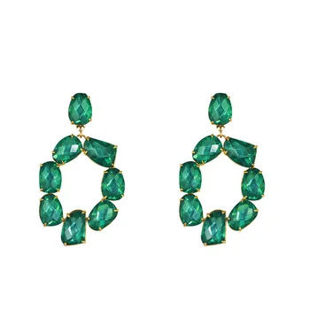 Europa ir Jungtinės amerikos valstijos High-End Ornamentu Prabangūs Apdaila Smaragdas, Perlas Tuščiaviduris Žiedas Madinga Auskarai
