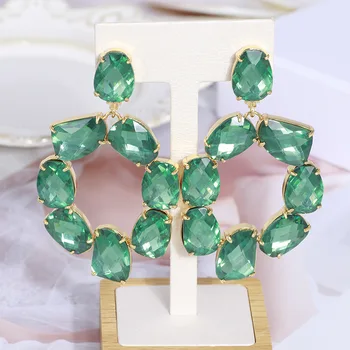Europa ir Jungtinės amerikos valstijos High-End Ornamentu Prabangūs Apdaila Smaragdas, Perlas Tuščiaviduris Žiedas Madinga Auskarai