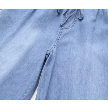 Negabaritinių moterų vasaros džinsus aukšto juosmens plono džinsinio audinio kelnės elastingos juosmens, palaidi atsitiktinis kelnės moterų plius dydžio tiesių džinsų G970