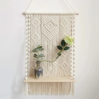 Augalų, kabantys krepšelį apdailos kutas gobelenas sienos kabo rankomis austi sienų apdailai homestay kambarį miegamojo puošmena